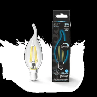 Лампа светодиодная LED 5Вт E14 220В 4100К свеча на ветру, диммируемая | 104801205-D | Gauss