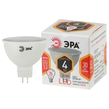 Лампа светодиодная LED 4Вт GU5.3 220В 2700К smd MR16 отражатель (рефлектор) | Б0017897 | ЭРА