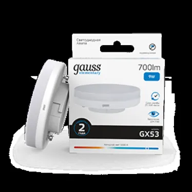 Лампа светодиодная LED Elementary GX53 9W 680lm 6500K 1/10/100 | 83839 | Gauss