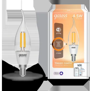 Лампа светодиодная филаментная Smart Home DIM E14 CF35 4,5 Вт 1/10/40 | 1260112 | Gauss