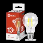                  Лампа светодиодная LED-A60-deco 13Вт 230В Е27 4000К 1170Лм прозрачная | 4690612035604 | IN HOME
               