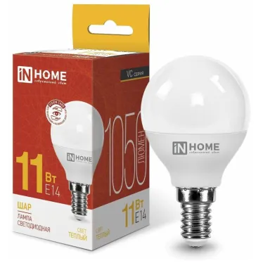 Лампа светодиодная LED-ШАР-VC 11Вт 230В Е14 3000К 990Лм | 4690612020587 | IN HOME
