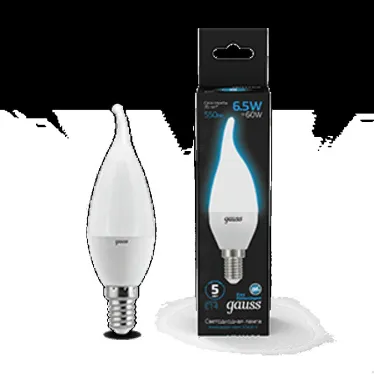 Лампа светодиодная Свеча на ветру 6.5W 550lm 6500K E14 LED 1/10/50 | 104101307 | Gauss