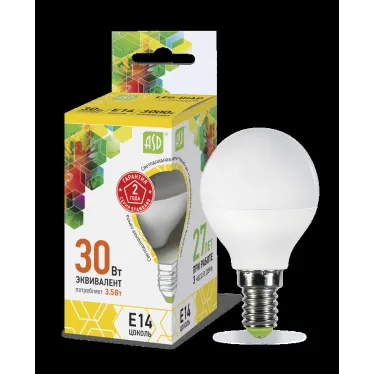 Лампа светодиодная LED-ШАР-standard 3.5Вт 230В Е14 3000К 320Лм | 4690612000367 | ASD