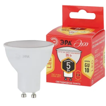 Лампа светодиодная RED LINE ECO LED MR16-5W-827-GU10 | Б0019062 | ЭРА