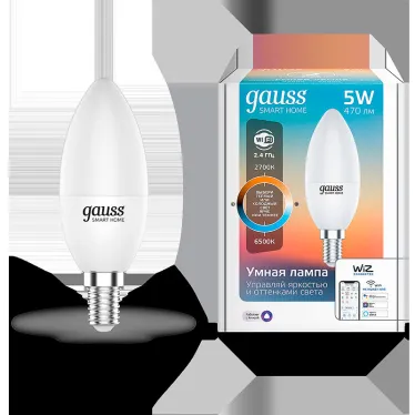 Лампа светодиодная Smart Home DIM+CCT E14 C37 5 Вт 1/10/100 | 1110112 | Gauss