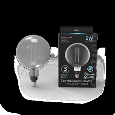 Лампа светодиодная LED Vintage Filament Straight G200 6W E27 200*283mm Gray 330lm 4000K 1/6 | 154802205 | Gauss