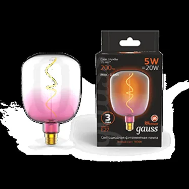Лампа светодиодная LED Filament Flexible V140-DC Pink-Clear E27 5W 200lm 1800K 140*200mm 1/6 | 1010802105 | Gauss