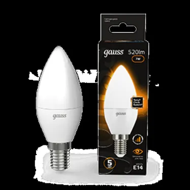 Лампа светодиодная LED 7Вт E14 220В 2700К свеча, диммируемая | 103101107-S | Gauss