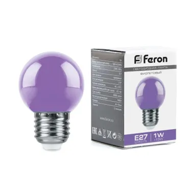 Лампа светодиодная LB-37 (1W) 230V E27 фиолетовый для белт лайта G45 | 38125 | Feron