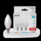 Лампа светодиодная LED 7Вт E14 220В 4100К Elementary свеча (3 лампы в упаковке) | 33127T | Gauss