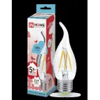 Лампа светодиодная LED-СВЕЧА НА ВЕТРУ-deco 5Вт 230В Е27 4000К 450Лм прозр | 4690612007656 | IN HOME
