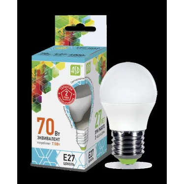 Лампа светодиодная LED-ШАР-standard 7.5Вт 230В Е27 4000К 675Лм | 4690612003993 | ASD