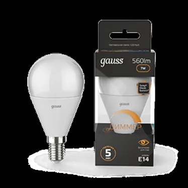 Лампа светодиодная LED 7Вт E14 220В 3000К шар, диммируемая | 105101107-D | Gauss