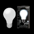                  Лампа светодиодная Black LED Filament A60 OPAL E27 10W 860lm 4100К | 102202210 | Gauss
               