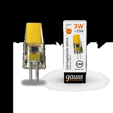 Лампа светодиодная Elementary G4 12V 3W 250lm 3000K силикон LED 1/20/200 | 18713 | Gauss