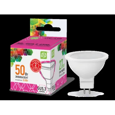 Лампа светодиодная LED-JCDR-standard 5.5Вт 230В GU5.3 6500К 495Лм | 4690612012261 | ASD