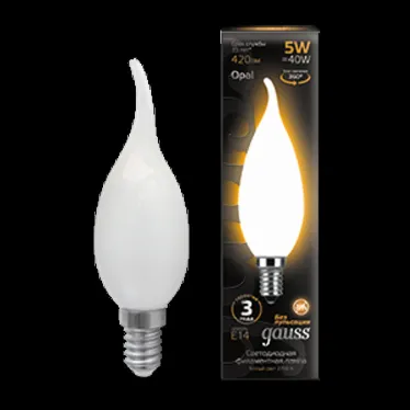 Лампа светодиодная LED 5Вт E14 220В 2700К свеча на ветру | 104201105 | Gauss