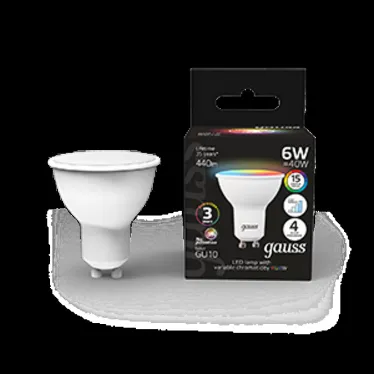 Лампа светодиодная Smart MR16 6W GU10 RGBW+dim 1/10/100 | 101106406 | Gauss
