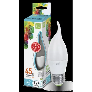 Лампа светодиодная LED-СВЕЧА НА ВЕТРУ-standard 5Вт 230В Е27 4000К 450Лм | 4690612004549 | ASD
