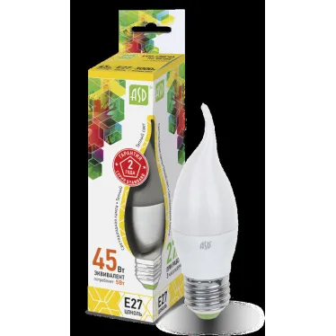 Лампа светодиодная LED-СВЕЧА НА ВЕТРУ-standard 5Вт 230В Е27 3000К 450Лм | 4690612004532 | ASD