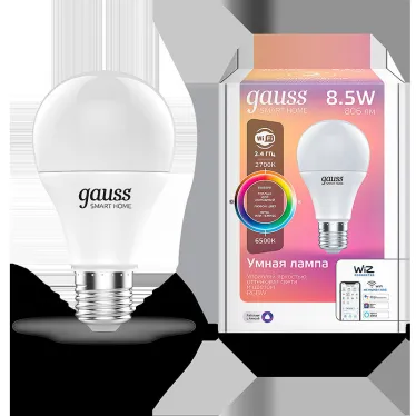 Лампа Светодиодная Smart Home RGBW E27 A60 8.5 Вт 2700-6500K 1/10/100 | 1170112 | Gauss