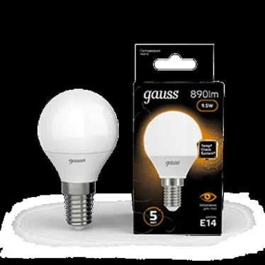 Лампа светодиодная LED 9.5Вт E14 220В 3000К Globe | 105101110 | Gauss