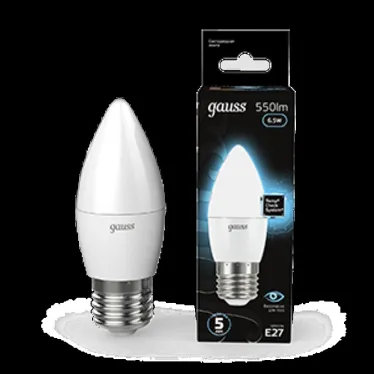 Лампа светодиодная LED 6,5Вт E27 220В 4100К свеча | 103102207 | Gauss
