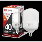                  Лампа светодиодная промышленная LED-HP-PRO 40Вт 230В Е27 с адаптером E40 6500К 3600Лм | 4690612031101 | IN HOME
               