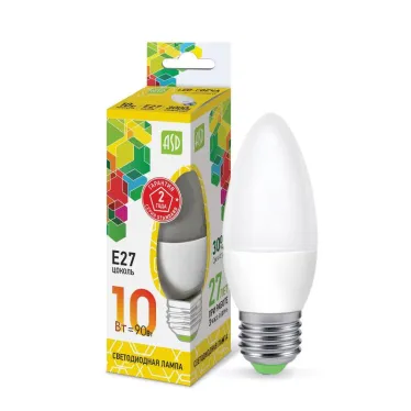 Лампа светодиодная LED-СВЕЧА-standard 10Вт 230В Е27 3000К 900Лм | 4690612015538 | ASD