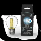 Лампа светодиодная Black LED Filament Шар E27 7W 580lm 4100K step dimmable | 105802207-S | Gauss