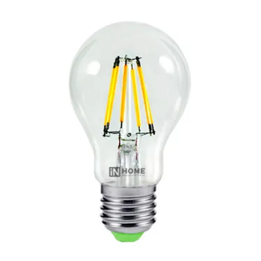 Лампа светодиодная LED-A60-deco 9Вт 230В Е27 6500К 810Лм прозр | 4690612026107 | IN HOME