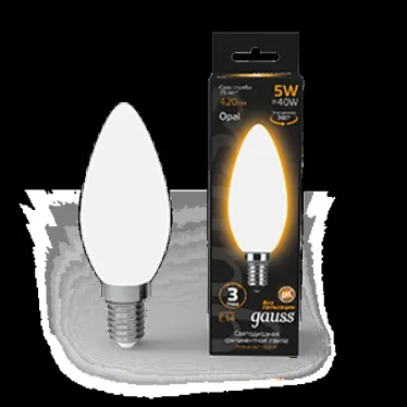 Лампа светодиодная Black LED Filament Свеча OPAL E14 5W 420lm 2700К | 103201105 | Gauss