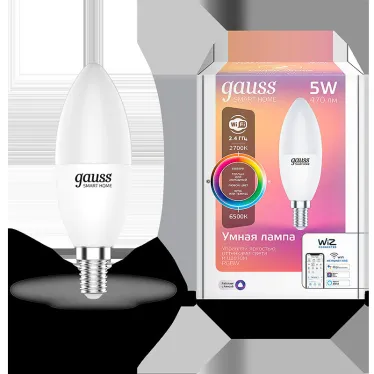 Лампа светодиодная Smart Home RGBW E14 C37 5 Вт 2700-6500K 1/10/100 | 1190112 | Gauss