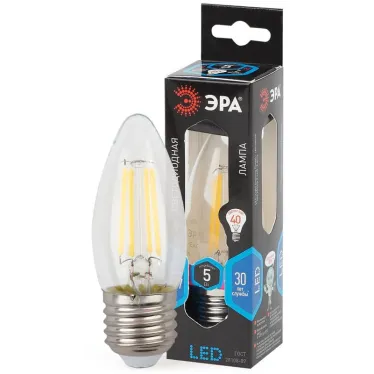 Лампа светодиодная F-LED B35-5W-840-E27 Лампы СВЕТОДИОДНЫЕ F-LED ЭРА (филамент, свеча, 5Вт, нейтр, E27) | Б0027934 | ЭРА