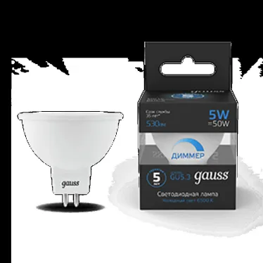 Лампа светодиодная MR16 5W 530lm 6500K GU5.3 диммируемая LED 1/10/100 | 101505305-D | Gauss