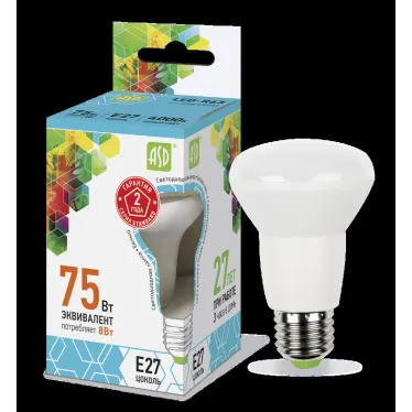 Лампа светодиодная LED-R63-standard 8Вт 230В Е27 4000К 720Лм | 4690612001593 | ASD