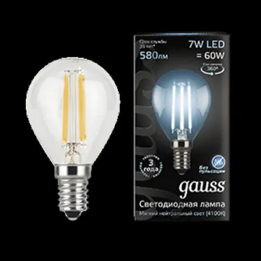 Лампа светодиодная LED 7Вт E14 220В 4100К шар | 105801207 | Gauss