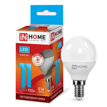 Лампа светодиодная LED-ШАР-VC 11Вт 230В Е14 4000К 990Лм | 4690612020594 | IN HOME