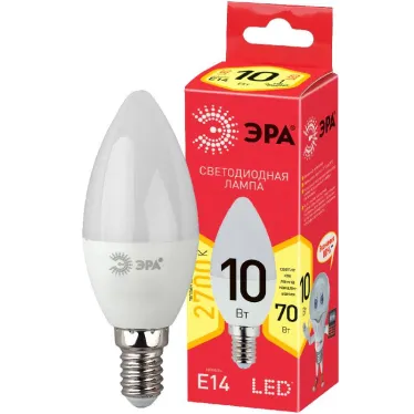 Лампа cветодиодная ECO LED B35-10W-827-E14 (диод, свеча, 10Вт, тепл, E14) (10/100/3500) | Б0032961 | ЭРА