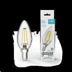 Лампа светодиодная Basic Filament Свеча 4,5W 420lm 4100К Е14 LED 1/10/50 | 1031215 | Gauss