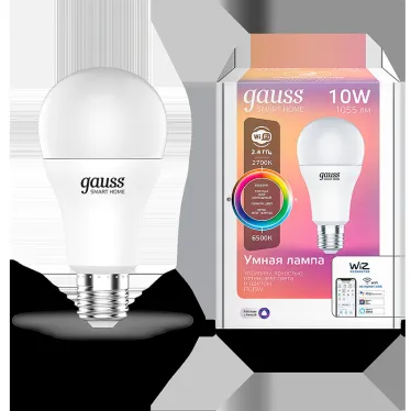 Лампа Светодиодная Smart Home RGBW E27 A60 10 Вт 2700-6500K 1/10/100 | 1180112 | Gauss