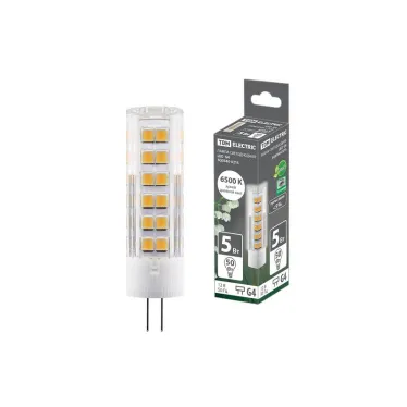 Лампа светодиодная G4-5 Вт-AC/DC 12 В-6500 К, SMD, 16x57 мм | SQ0340-0215 | TDM