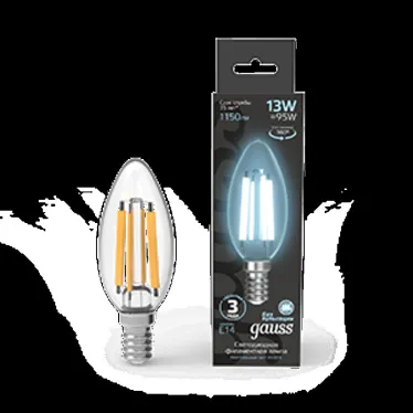 Лампа светодиодная Filament Свеча 13W 1150lm 4100К Е14 LED 1/10/50 | 103801213 | Gauss