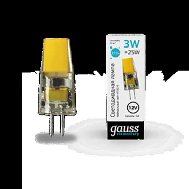 Лампа светодиодная Elementary G4 12V 3W 250lm 4100K силикон LED 1/20/200 | 18723 | Gauss