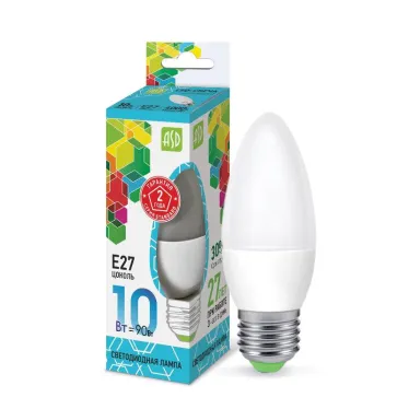 Лампа светодиодная LED-СВЕЧА-standard 10Вт 230В Е27 4000К 900Лм | 4690612015545 | ASD