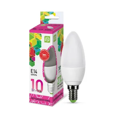 Лампа светодиодная LED-СВЕЧА-standard 10Вт 230В Е14 6500К 900Лм | 4690612015521 | ASD