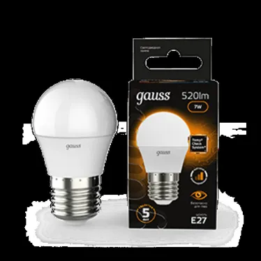 Лампа светодиодная LED 7Вт E27 220В 2700К шар, диммируемая | 105102107-S | Gauss