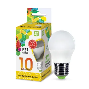 Лампа светодиодная LED-ШАР-standard 10Вт 230В Е27 3000К 900Лм | 4690612015477 | ASD