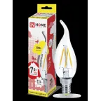                  Лампа светодиодная LED-СВЕЧА НА ВЕТРУ-deco 7Вт 230В Е14 3000К 630Лм прозр | 4690612007663 | IN HOME
               